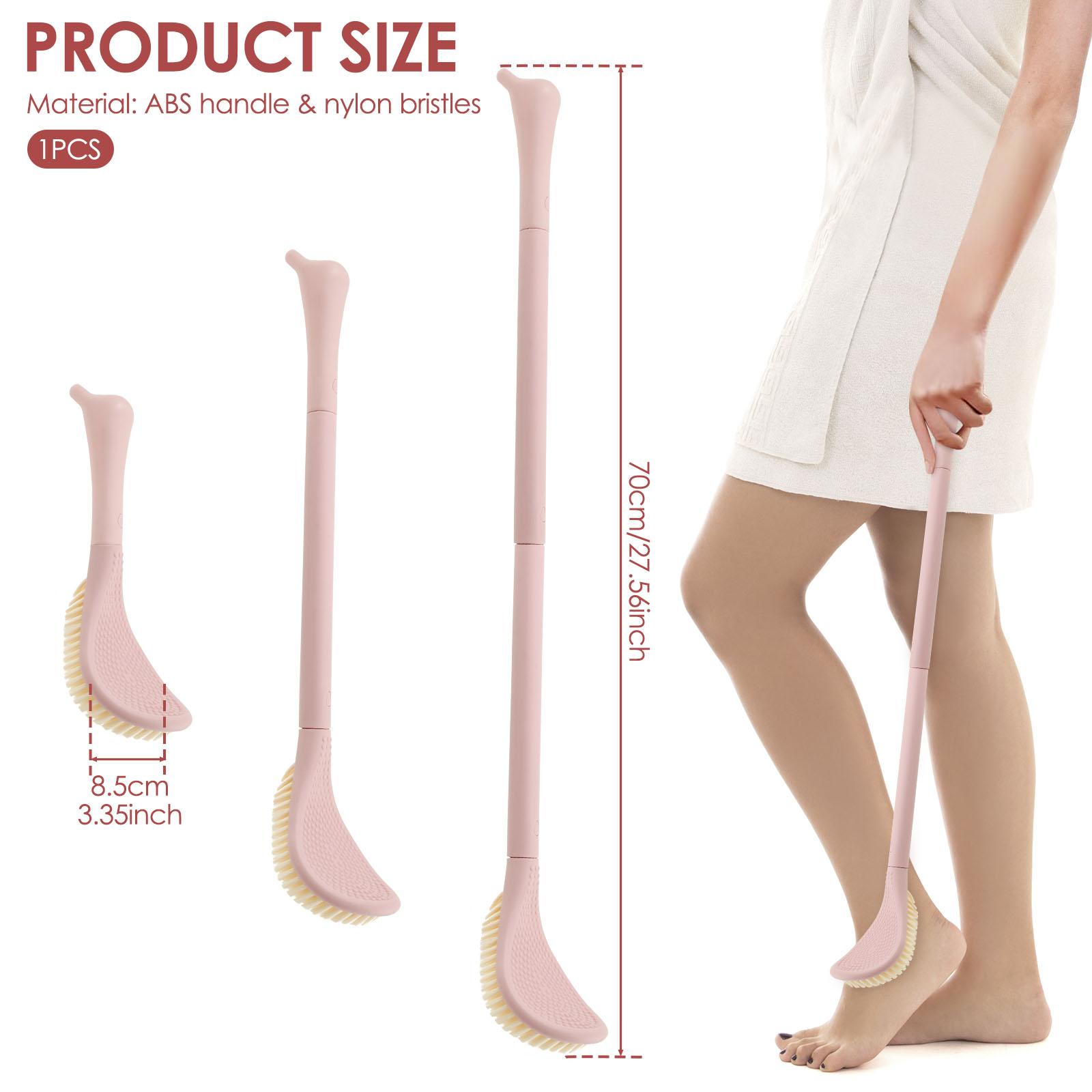 

Long Handle Bath Brush Bathing Massage Back Body Exfoliating Brush Adjustable Foot Scrubber Easy to Clean Bathroom Supplies рожевий