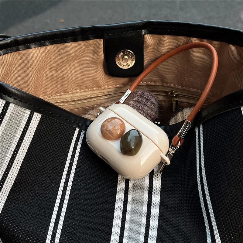 

Airpods1/2 Portable Cord Gemstone Silicone Bluetooth Earphone Case Protective Airpodspro High-end Female AirPods 1 2 Generation