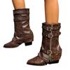 Coarse Heel Pointed Pants Martin Boots Women's Autumn and Winter Fashion Rivet Side Zipper Maillard Western Skinny Boots