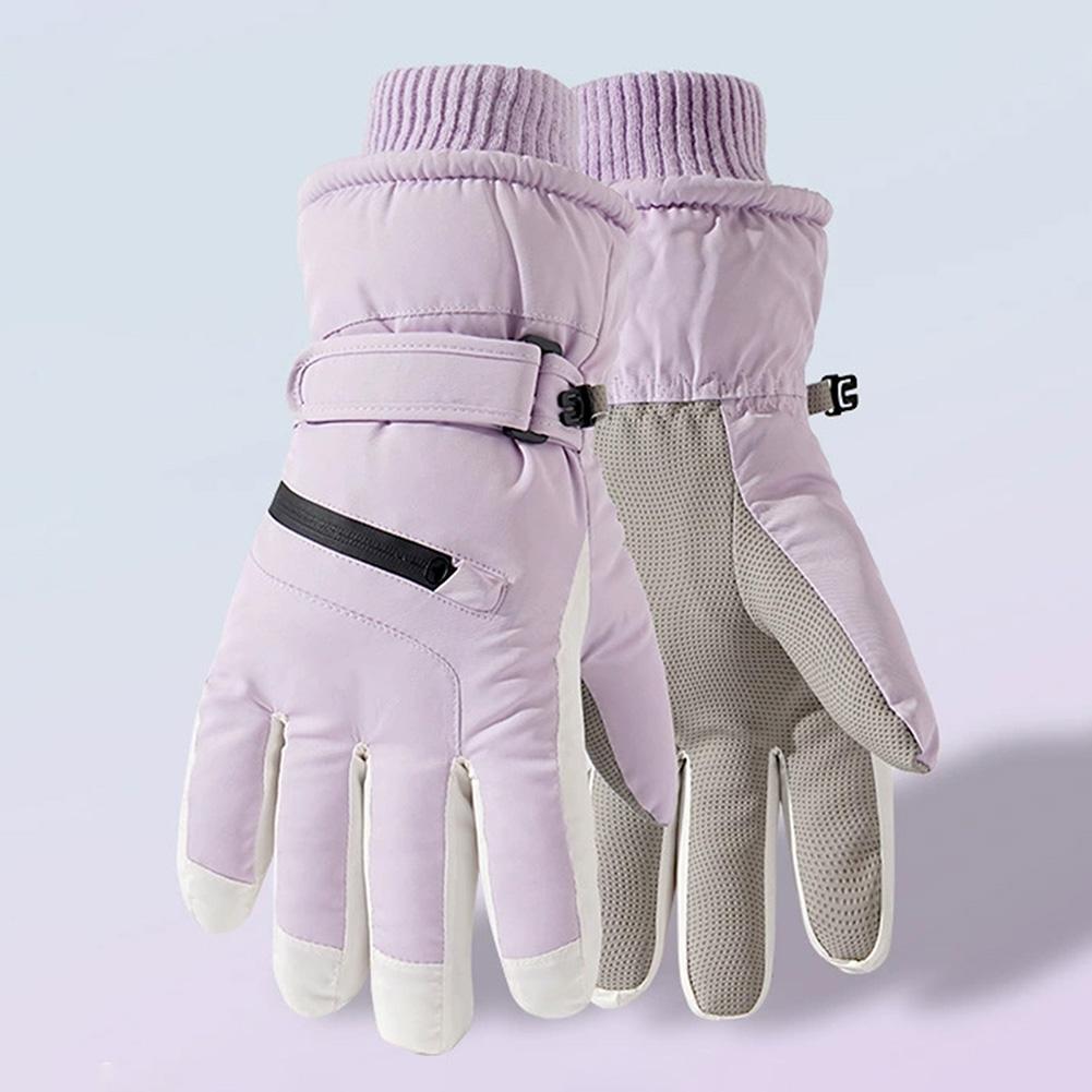 Unisex Thermal Ski Gloves Winter Touch Screen Cycling Gloves Fleece-Lined Windproof Cold-Proof Warm Non-Slip Riding Gloves