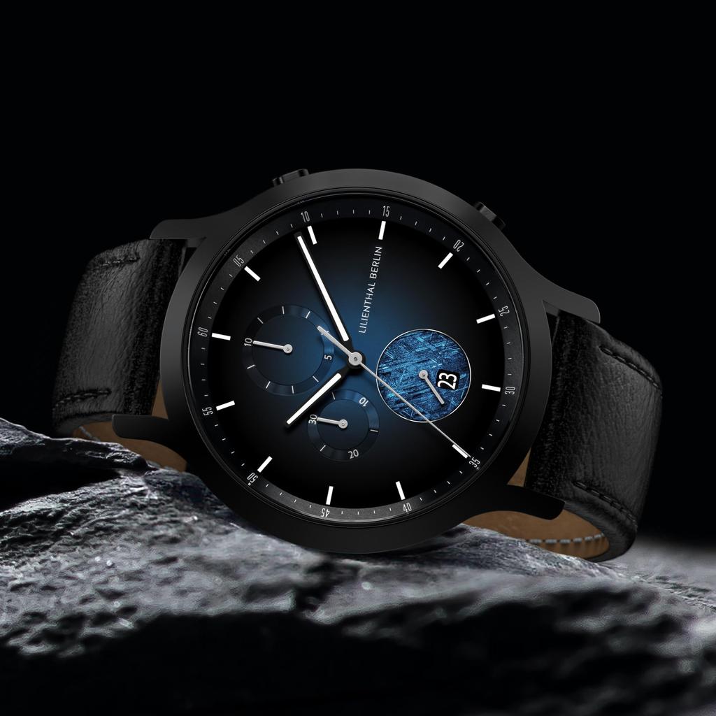 Zegarek Chronograf Data Meteorite Made in Germany Czarny [Lillianthal Berlin] C01-024-B004C Męski