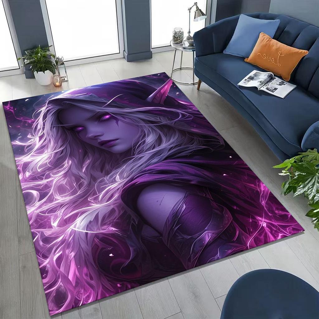 WOW World of Warcraft Arthas Demon Illidan Sylvanas Rug for Bedroom Living Room Sofa Home Doormat Decor, Kids Non-slip Floor Mat