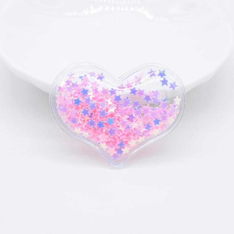 32 stk 38*30 mm Bling-hjerte gjennomsiktig plastfylling paljettapplikasjoner for DIY-hodeplagg Hårklemmer Sløyfetilbehør-lapper