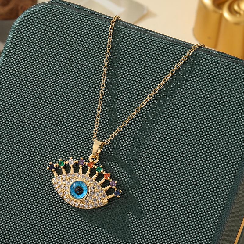 Beliebte Halskette mit blauem bösen Blick aus Titanstahl für Damen – Vielseitiger und personalisierter Schlüsselbeinkettenschmuck