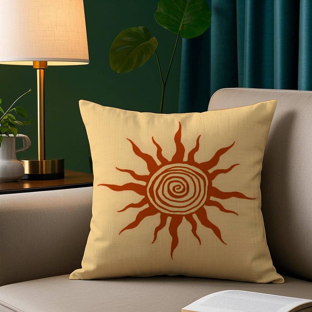 Retro Modern Sonnensonnensitzkissenbezug Kurzer Plüsch Druck Kissenbezug Quadratisch Dekokissenbezüge Sofa Heimdeko
