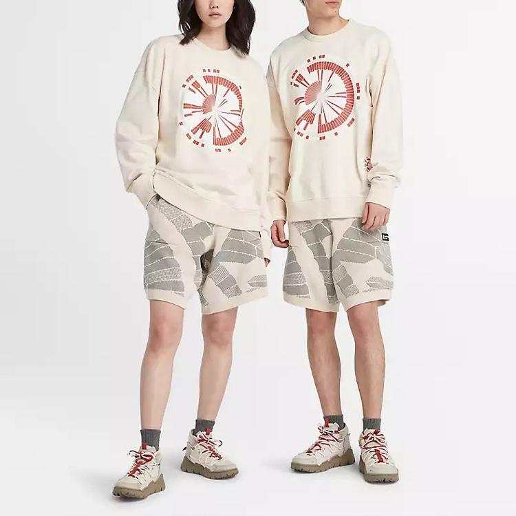 Timberland Pattern Printed Crew Neck Long Sleeve Sweatshirt Unisex sweatshirt Vintage-White A6BMP-CR3