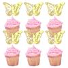 12 Pieces Acrylic Happy Birthday Butterfly Cupcake Toppers for Party, Engraved Mirror Acrylic Cake Disc for DIY Cupcake Decor