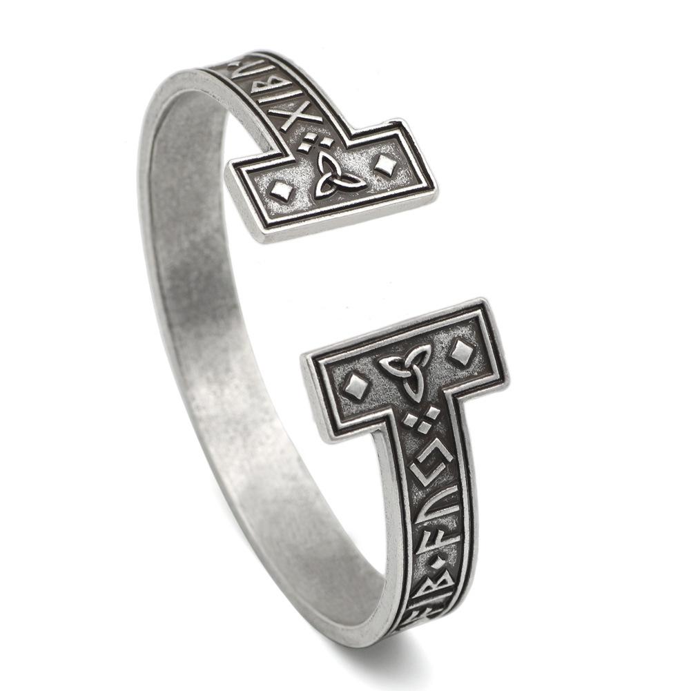 Titanium Steel Viking Rune Bracelet Personalized Number Engraving Adjustable Open Cuff Bangle For Men And Women Jewelry