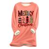 Women's Christmas Print Thick Plush Lambswool Warm Long Top
