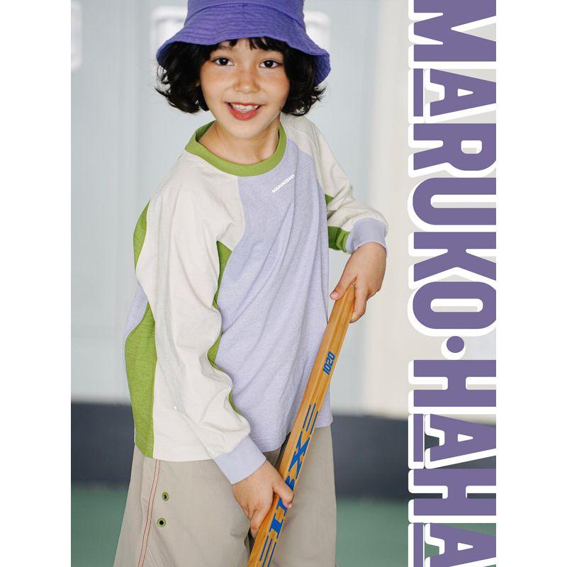 Toothpick Maru Maru and His Friends Color-Blocked Sports Sorona Long-Sleeve Quick-Dry T-Shirt Girls' Top Children's Clothing