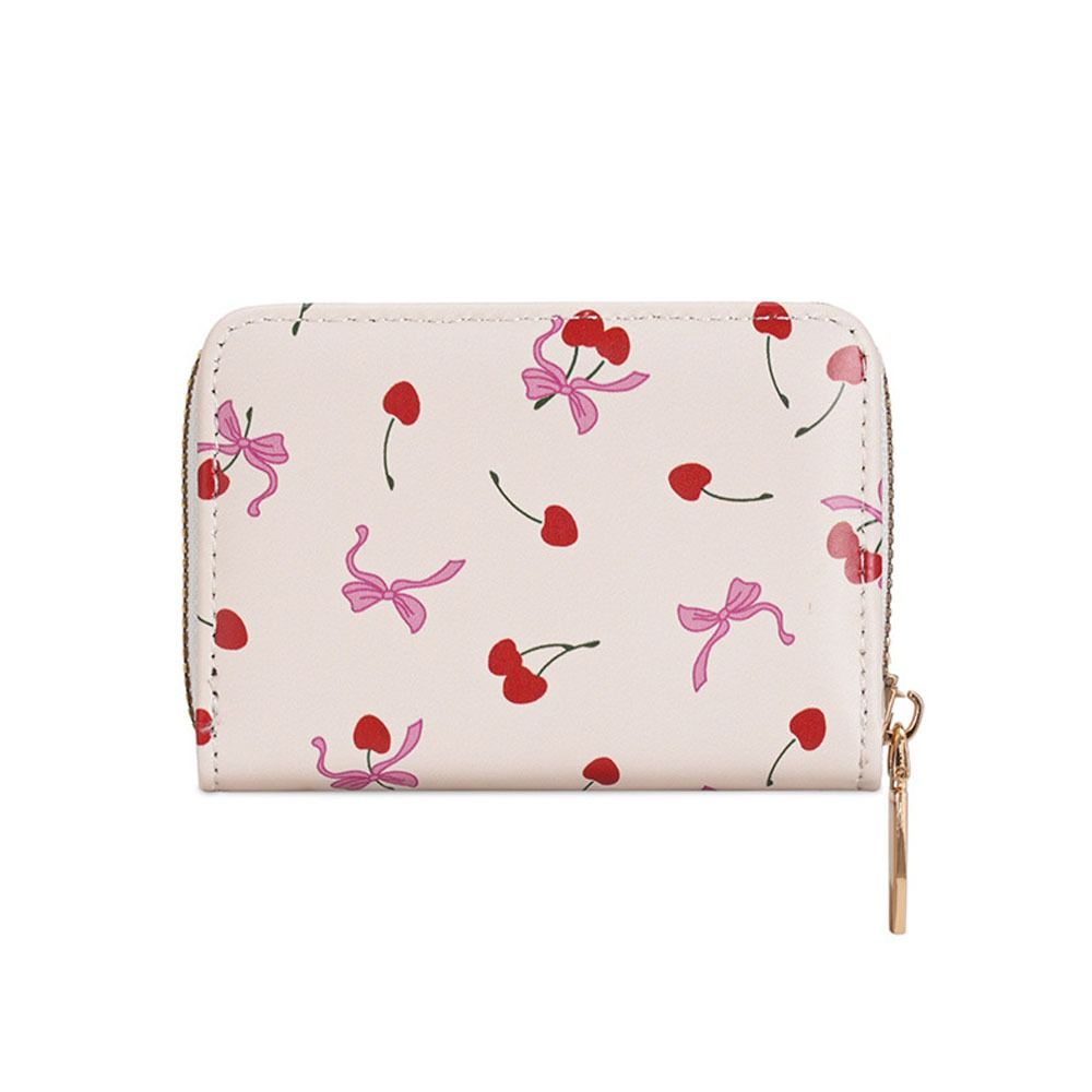 New Cherry Short Wallet PU Leather Large Capacity Cherry Bow Card Bag Lightweight Bowknot Card Bags Gril