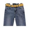 Trendy Double-Breasted Canvas & Rivet Belt - Casual Hollowed-Out Denim Belt with Leather Accents