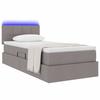 LED Storage Bed with Mattress Taupe 100 x 200 cm Fabric