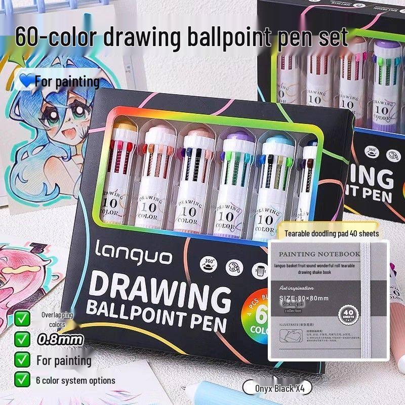 Blue Fruit 88 Multi-Color Ballpoint Pen Set: Stackable Press-Type, 10 Color Options for Journaling and Art, Perfect for Primary Students