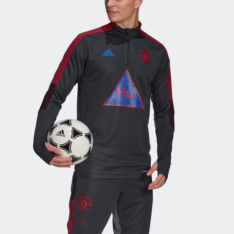 adidas X Pharrell Williams Manchester United Calcio Sport Felpa Maniche Lunghe Uomo Top Grigio Canapa Scuro GK7722