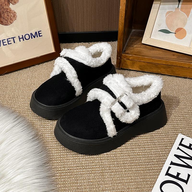 Dámské kožešinové zimní lehké teplé polstrované sněhule na jedné silné podrážce protiskluzové odolné proti opotřebení ležérní tenisky kožešinové bavlněné boty