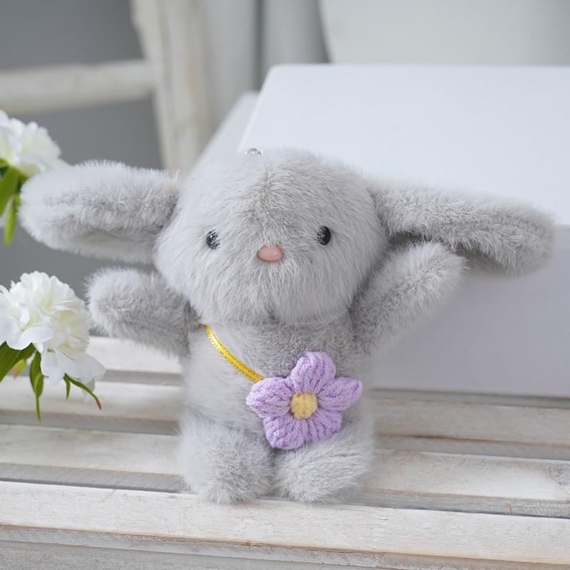 Rabbit Plush Flower Keychain Cartoon Pendant Backpack Decorations Gift Kids