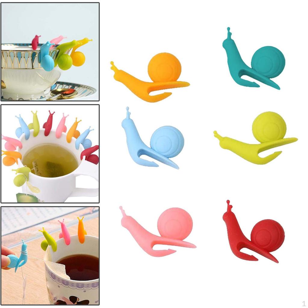 Cute 6Pcs Colorful Snail Shape Silicone Drink Markers Mugs Identifier Sturdy