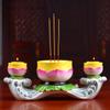 Boutique ceramic lotus incense burner Buddha hall offering incense burner butter incense candlestick set feng shui