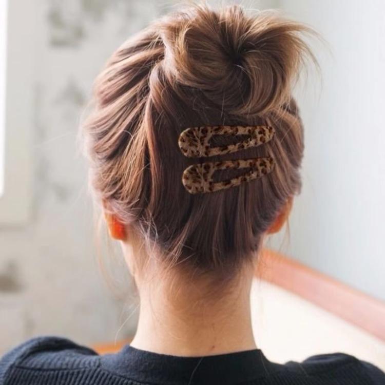 2Pcs Rectangular Drop-shaped Retro Hair Clips Korean Plush Leopard Hair Clips Female Personalized Hair Clips Headdress