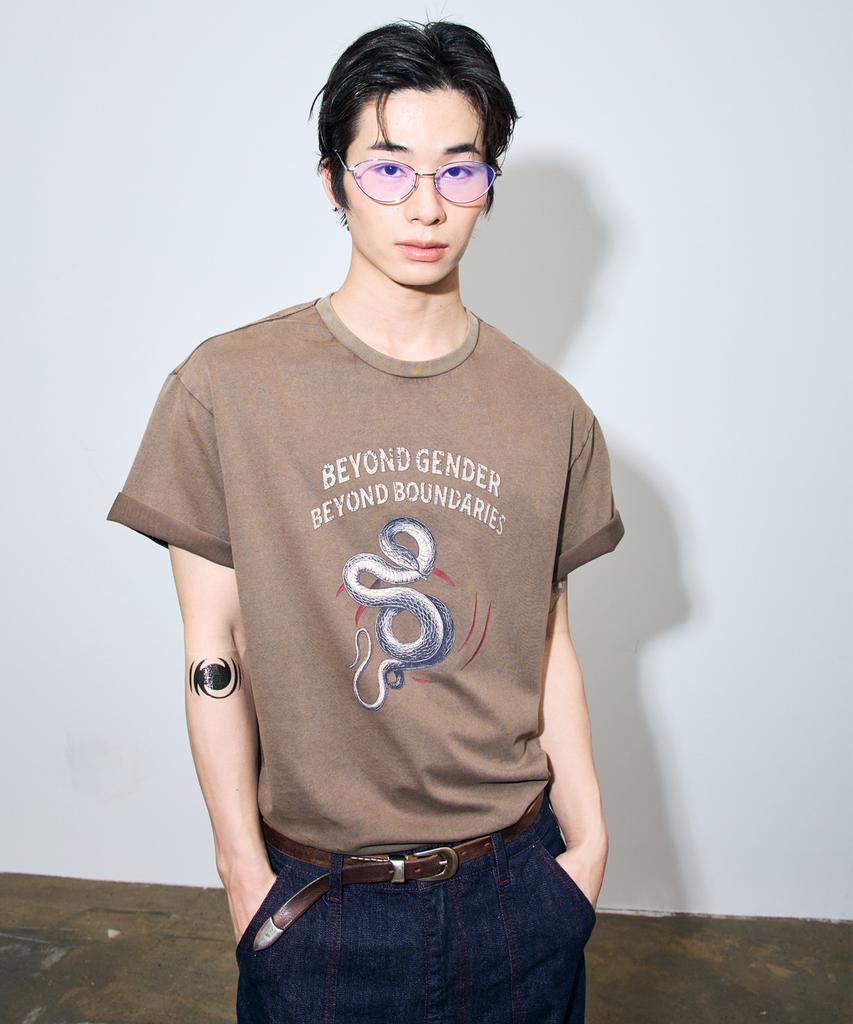 VETEZE Bgbb Snake Garment Dyed Half T (Brown)