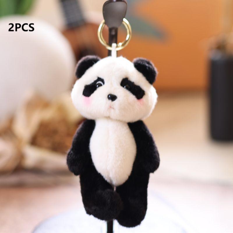 Cute Little Panda Plush Keychain Cartoon Stuffed Animal Doll Plush Toys Keyring Backpack Pendant Hanging Decoration Gifts