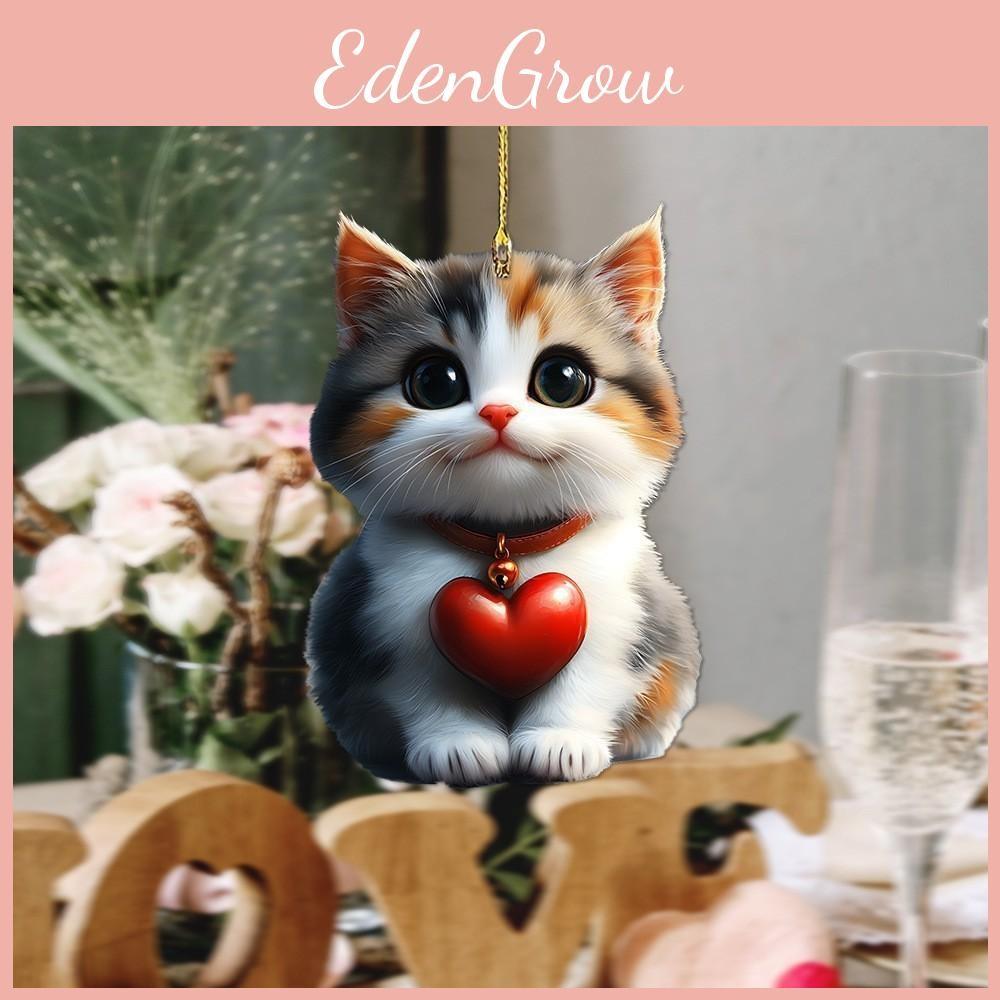 Heart Acrylic Cat Car Decoration Keychain Fun Style Vehicle Interior Pendant