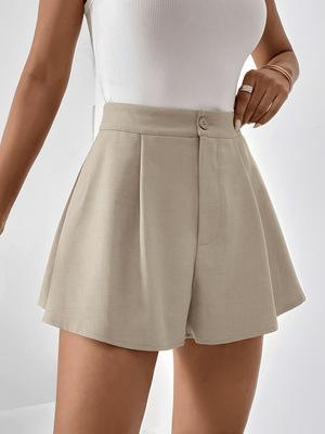 Women High Waist Wide Leg Suit Shorts Summer Casual XS