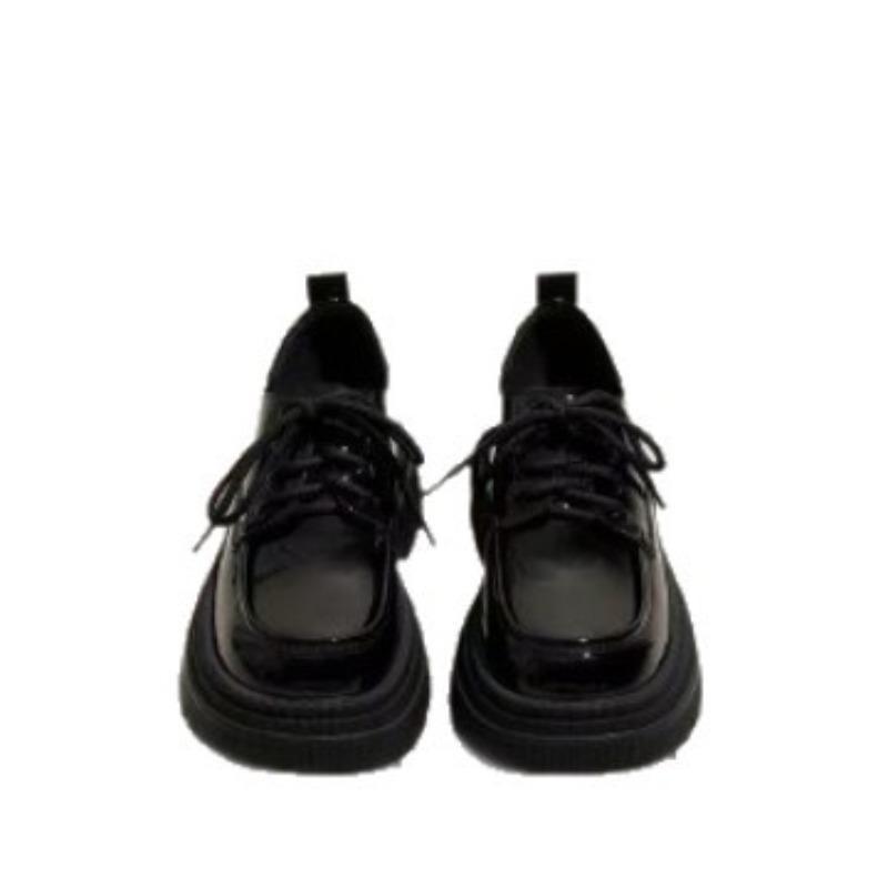 High-heel Versatile Lace-up Leather Shoes for Women - New Trendy Retro Style Flats