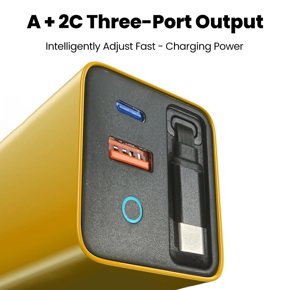 80W USB Type C super fast charger with LED indicator, equipped with a retractable cable, supports PD fast charging, suitable fo