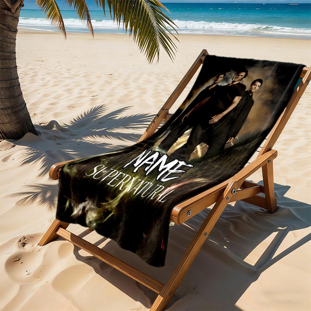 Supernatural Series Poster Customize Text Beach Towel Quick-Dry Soft Microfiber
