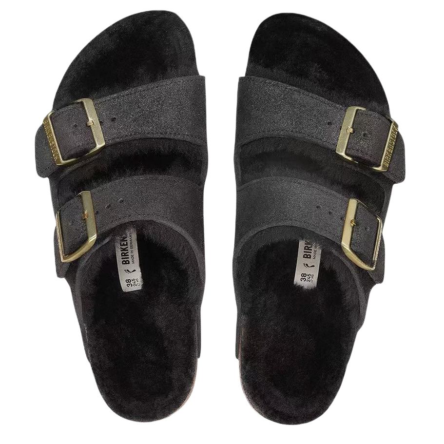 Birkenstock Arizona Shearling Birkenstock Boty Dámské Černé Úzké 1030304