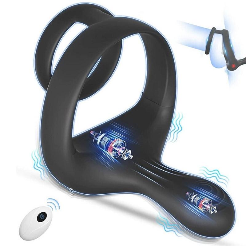 Vibrating Penis Ring with APP Control Male Delayed Ejaculation Prostate Massager Scrotum Ball Testicle Vibrator Sex Toys for Men Couples Toys