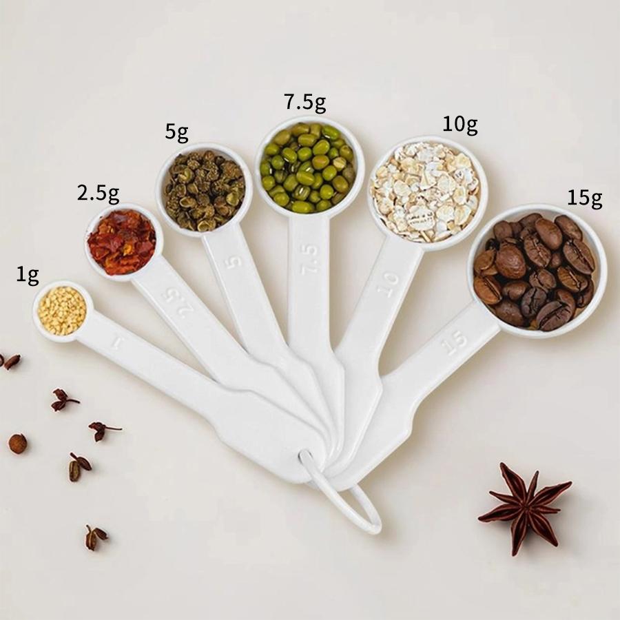 Multi-functional Plastic Measuring Spoon Set 6pcs/set Nestable Seasoning Coffee Bean Measure Spoons Kitchen Baking Accessories