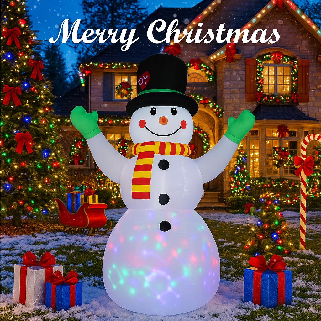 7.2FT Xmas Inflatable Yard Decoration LED Lit Snowman Toy Christmas Home Ornament Festive Gift Christmas Supplies Holiday Decor