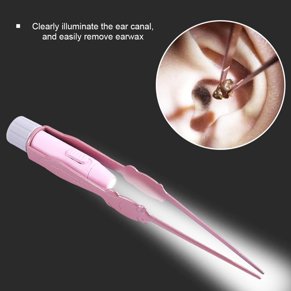 Baby Ear Cleaner Spoon Ear Digger & Tweezers LED Flash Light Visual Children Earpick Visual Children Earpick Ear Cleaning Kit
