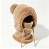 Plush ear protectors knitted hat scarf mask integrated ski warm hat women's winter wool one-piece hat