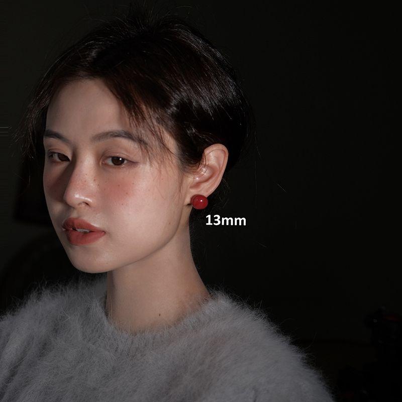 

Niche Style Nanguo Retro Wine Red for Women Classy Earrings 13mm