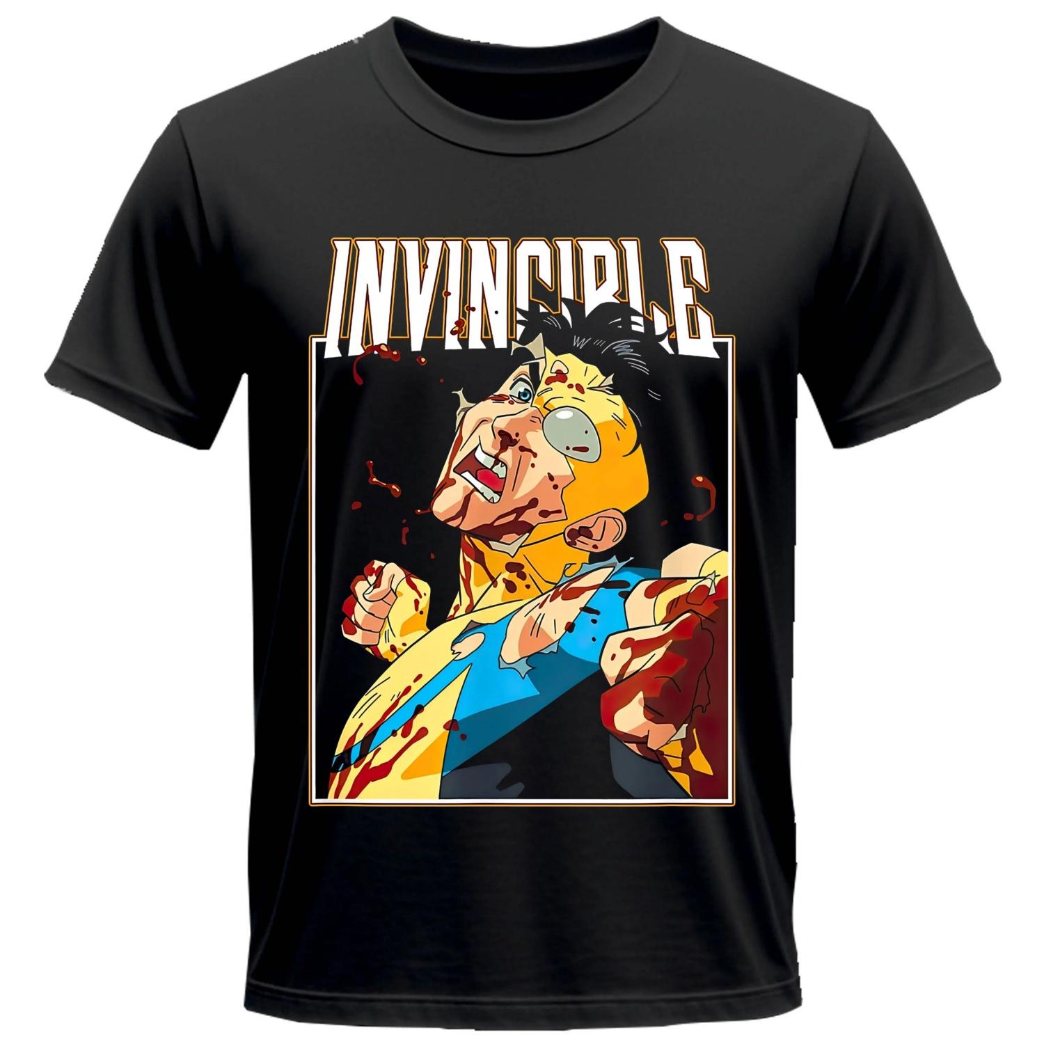 

Invincible Angry superhero T-Shirts Men Women Adult Anime 100% Cotton T Shirt Round Collar Short Sleeve All Seasons Tops XXXXXL чорний