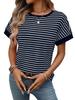 European and American TikTok Summer New Women's Casual Round Neck Splicing Short-sleeved Top T-shirt