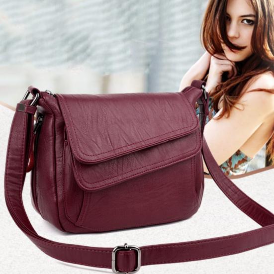 Geantă de damă, ocazională, pentru cumpărături, din piele naturală moale, de culoare solidă