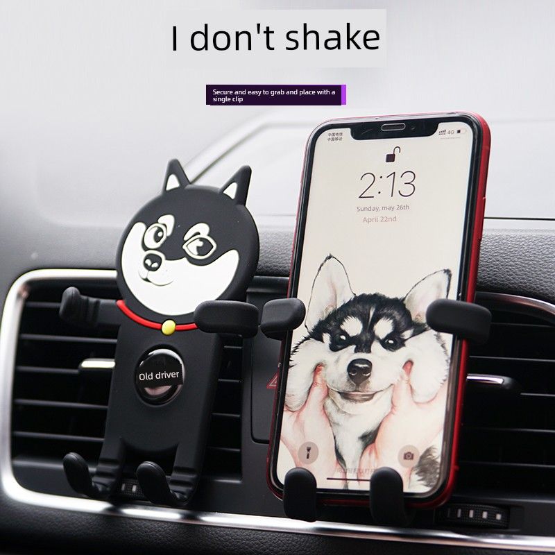Trendy Phone Car Mount New Model Anti-Shake Cute Cartoon Dog Car Air Vent Holder Lazy Navigation Stand