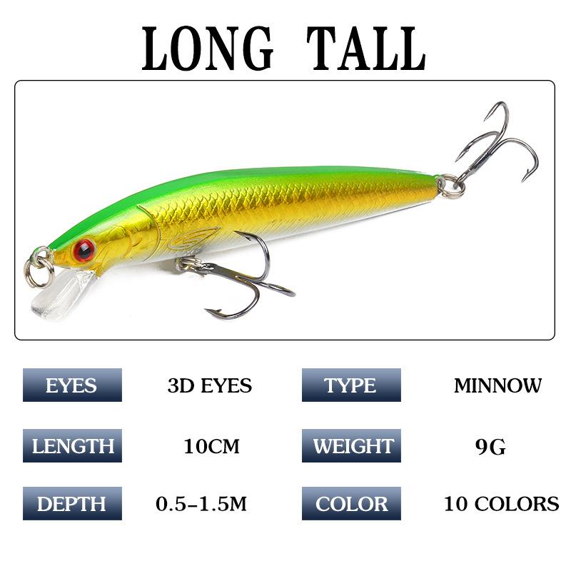 Luya Bait Mino Bait 10cm/9g Floating Water Sound Bead Simulation Bait Hard Bait Bait Fake Bait Fishing Gear Products