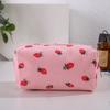 2026 Cute Strawberry Corduroy Travel Cosmetic Lipstick Brush Portable Storage Bag Women Girl Makeup Handbags Pouch Bag Organizer