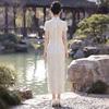 Champagne lace cheongsam 1011 new simple and elegant improved young Chinese daily engagement certificate dress women