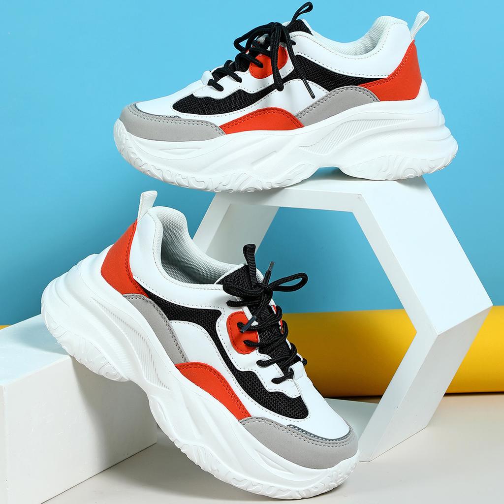 Frühlings- und Herbst-Freizeit-Wanderschuhe hohe elastische Außensohle Schnürung Outdoor-Sportschuhe Plateau Papa-Schuhe