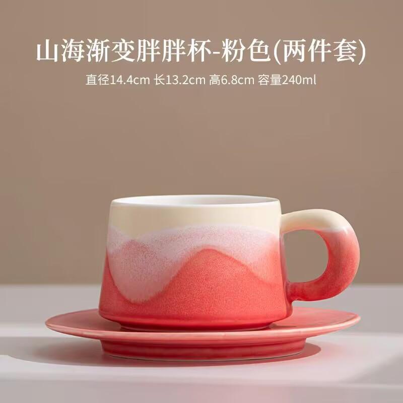 Gradually Change Coffee Cup And Saucer Set Ceramic With Lid Home Office Afternoon Tea Cup Couple Gift