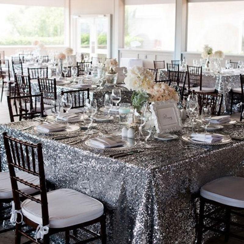 Sequin Tablecloth Sparkle Sequin Table Cover Linens Overlay Runners for Wedding Birthday Party Baby Shower Banquet Glitter Rectangle Tablecloth