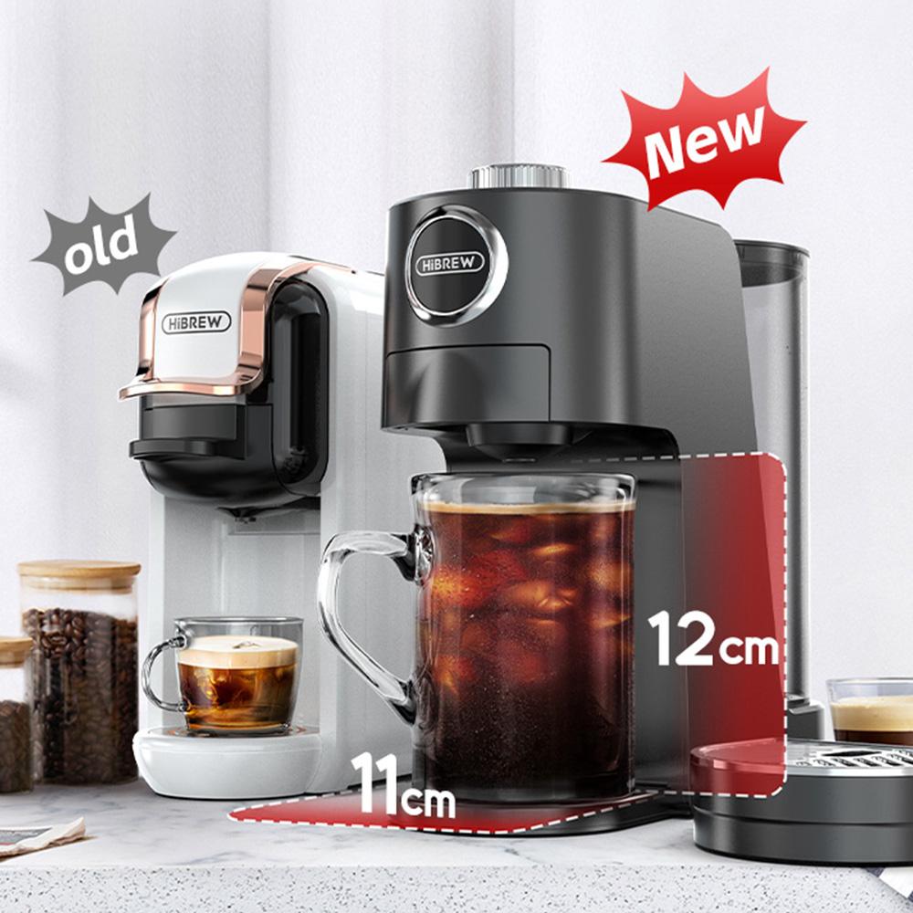 HiBREW Kávovar na kapsle 3 v 1 H3C, 20barové čerpadlo, horká/studená příprava, 7 teplotních nastavení, 1,4l nádržka na vodu, pro kapsle DG/NS a mletou kávu - Bílý