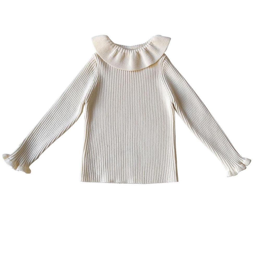 Mädchen Winter Strickpullover mit französischem Rüschenkragen